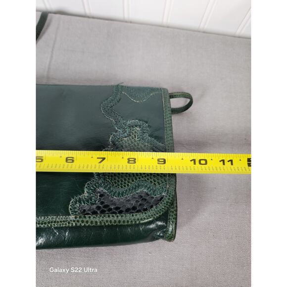 Stegio For Trotting Green Patchwork Crossbody Bag Leather Vintage Y2K 90s - Picture 3 of 8